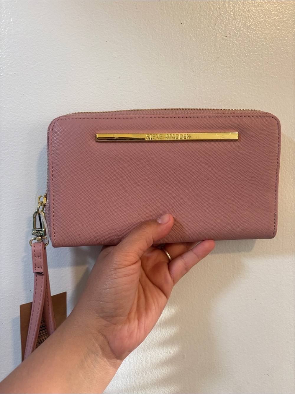 Steve Madden Blush Pink Zip-Around Wristlet Wallet